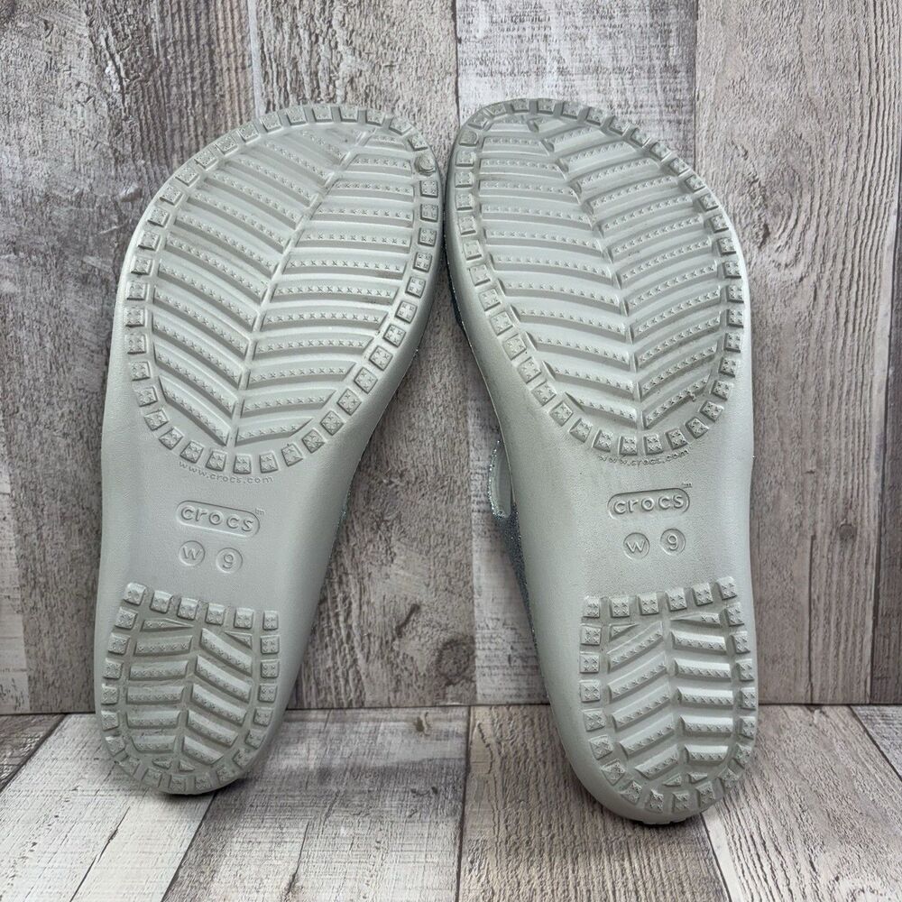 Crocs Women's 9 Kadee II Sandals Slide Strappy Comfort Waterproof Glitter Silver - Picture 10 of 11